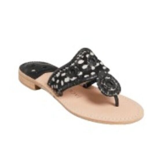 Jack Rogers Women's Haircalf F Black/White 7M NWT - Picture 1 of 2